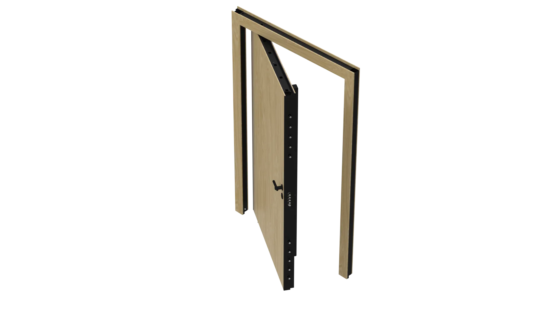 Pivot Security Door Chassis - Side view with cladding, Locking System