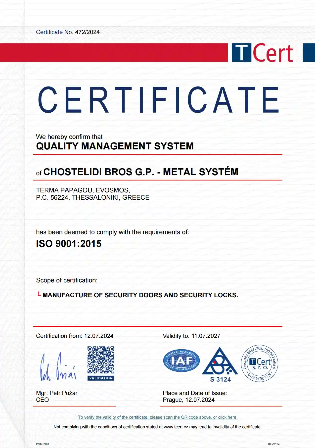 ISO 9001:2015 Quality Management System Certification